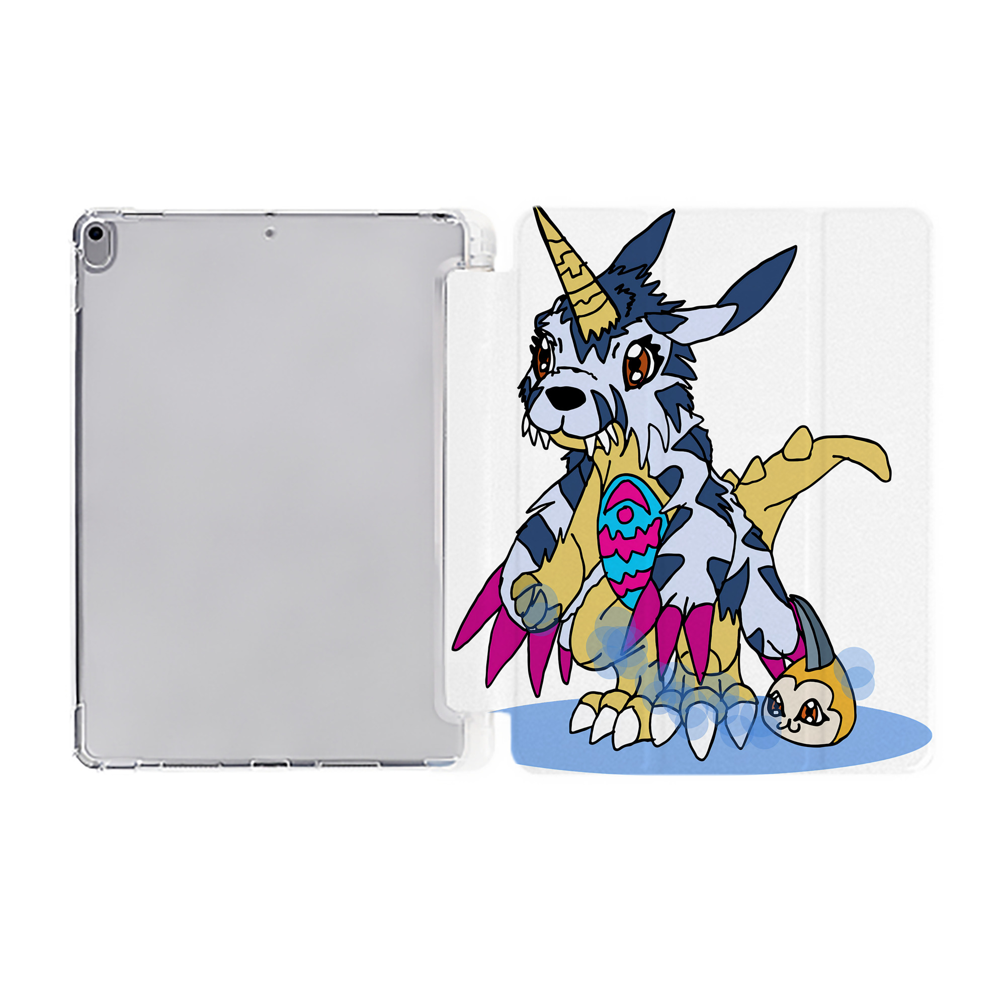 （画像用） Digimon デジタルモンスター/デジモン IPad ケース ペン収納付き 三つ折りスタンド PUレザー×シリコン 対応機種9.5/10.5/10.9インチ